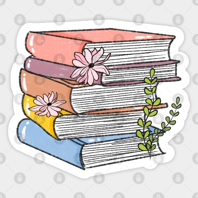 Pile Of Books Sticker by Lizzamour